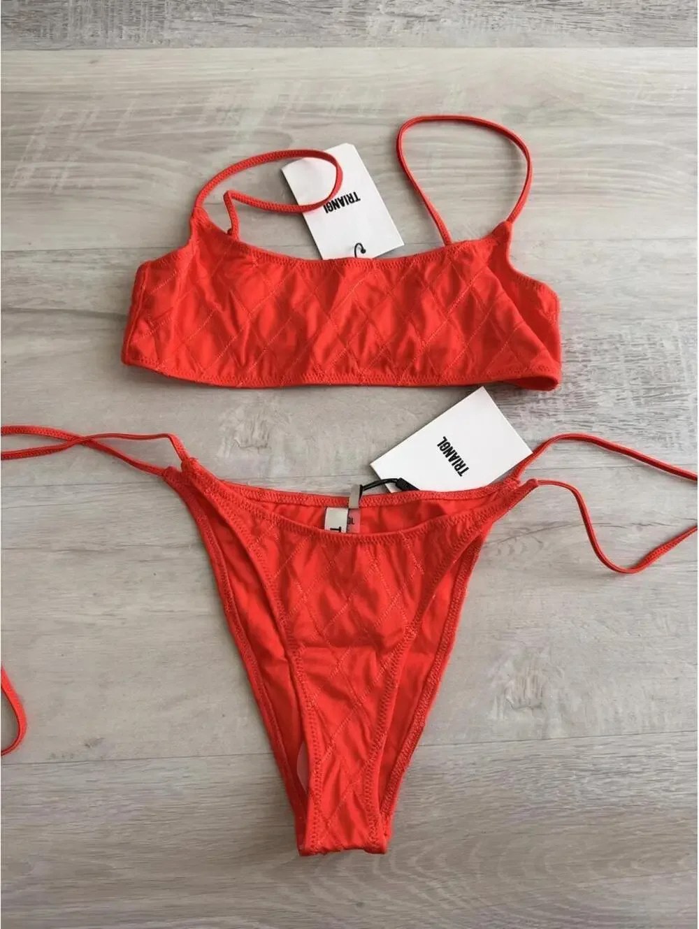 triangl swimwear Orange Red Textured Bikini Set